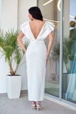 Φόρεμα maxi με σατέν λεπτομέρεια και φιόγκο άσπρο - Image 5