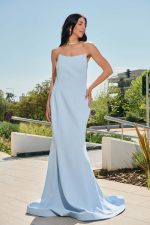 Φόρεμα maxi γοργονέ με αποσπώμενη κάπα baby blue - Image 2