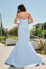 Φόρεμα maxi γοργονέ με αποσπώμενη κάπα baby blue - Image 6