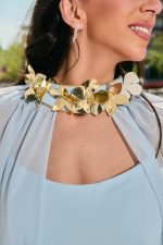 Φόρεμα maxi γοργονέ με αποσπώμενη κάπα baby blue - Image 7