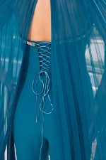 Ολόσωμη φόρμα με πέτρες και αποσπώμενη μπέρτα πετρόλ - Image 8