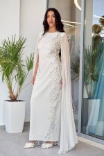 Φόρεμα maxi με διακοσμητικές πέρλες και στρας άσπρο - Image 3