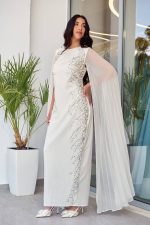 Φόρεμα maxi με διακοσμητικές πέρλες και στρας άσπρο - Image 4