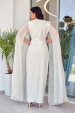 Φόρεμα maxi με διακοσμητικές πέρλες και στρας άσπρο - Image 5