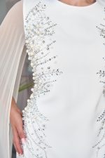 Φόρεμα maxi με διακοσμητικές πέρλες και στρας άσπρο - Image 6