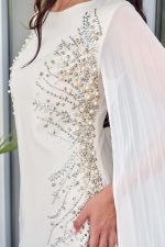 Φόρεμα maxi με διακοσμητικές πέρλες και στρας άσπρο - Image 7