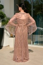 Φόρεμα maxi με χάντρες και αποσπώμενη κάπα bronze - Image 5