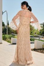 Φόρεμα maxi με χάντρες και αποσπώμενη κάπα χρυσό - Image 6