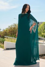 Φόρεμα maxi με διακοσμημένη τουνίκ κυπαρισσί - Image 3