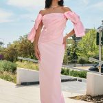 Φόρεμα maxi με σατέν λεπτομέρεια και φιόγκους baby pink