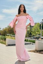 Φόρεμα maxi με σατέν λεπτομέρεια και φιόγκους baby pink - Image 2