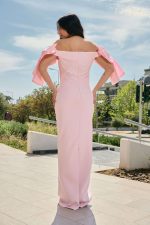 Φόρεμα maxi με σατέν λεπτομέρεια και φιόγκους baby pink - Image 5