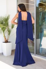 Φόρεμα maxi στράπλες γοργονέ τύπου πέπλουμ navy blue - Image 5