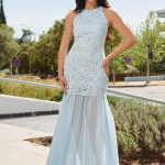 Φόρεμα maxi με δαντέλα baby blue