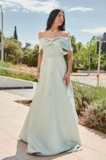 Φόρεμα maxi off shoulder με διακοσμητικές πέτρες μέντα - Image 2