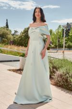 Φόρεμα maxi off shoulder με διακοσμητικές πέτρες μέντα - Image 3