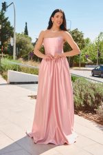 Φόρεμα maxi με κορσέ baby pink - Image 2