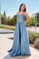 Φόρεμα maxi με κορσέ dusty blue - Image 3