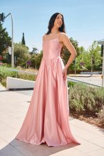 Φόρεμα maxi με κορσέ baby pink - Image 3